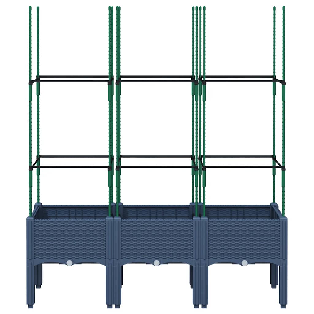 vidaXL Jardinieră de grădină cu spalier, albastru gri, 120x40x142,5 cm, PP
