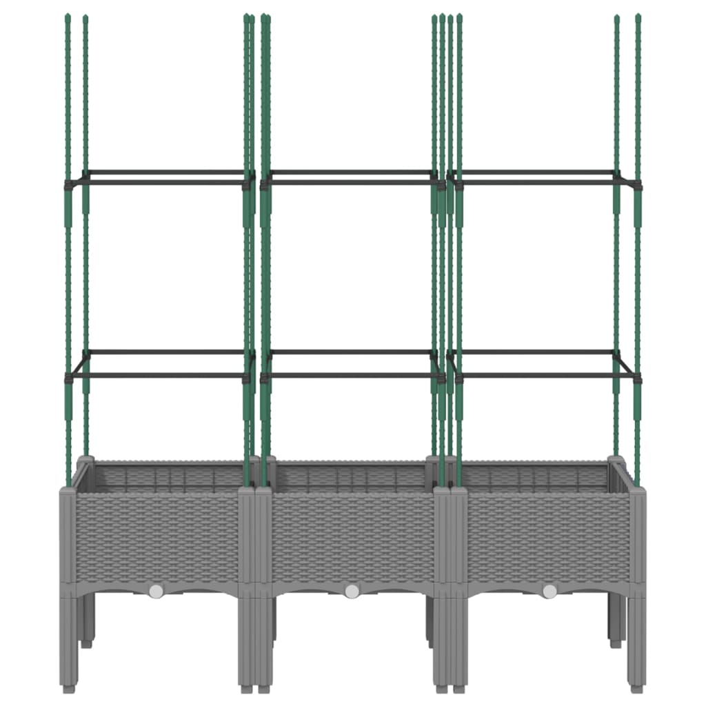 vidaXL Jardinieră de grădină cu spalier gri deschis 120x40x142,5 cm PP vidaXL Jardinieră de grădină cu spalier gri deschis 120x40x142,5 cm PP