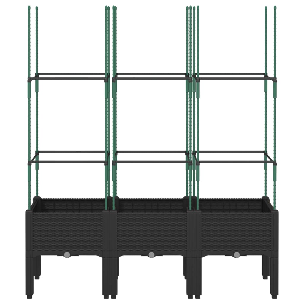 vidaXL Jardinieră de grădină cu spalier, negru, 120x40x142,5 cm, PP