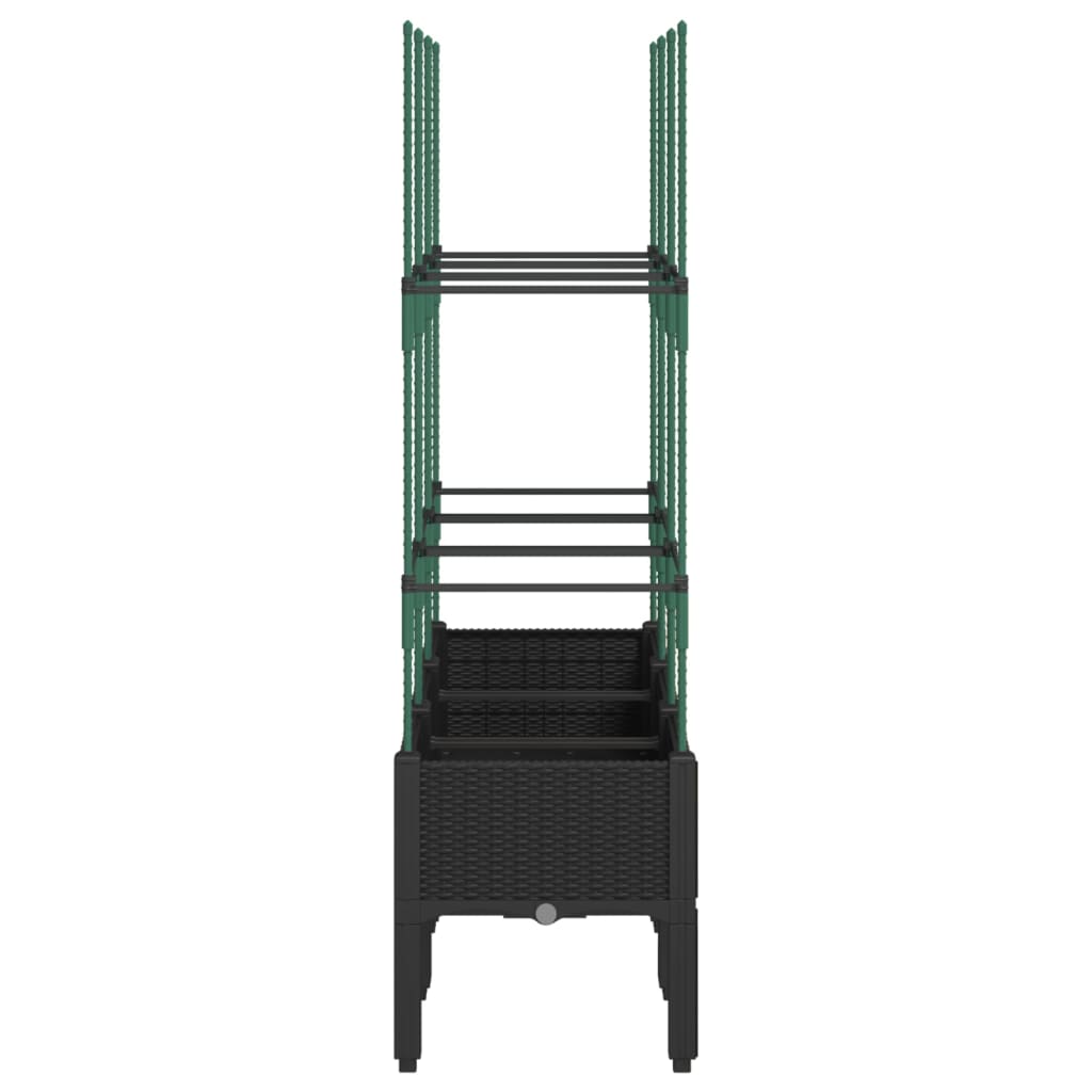 vidaXL Jardinieră de grădină cu spalier, negru, 120x40x142,5 cm, PP