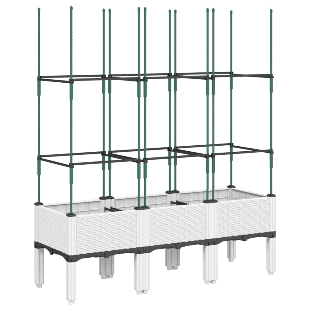 vidaXL Jardinieră de grădină cu spalier, alb, 120x40x142,5 cm PP vidaXL Jardinieră de grădină cu spalier, alb, 120x40x142,5 cm PP