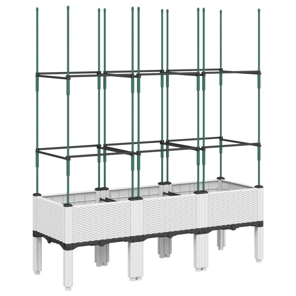 vidaXL Jardinieră de grădină cu spalier, alb, 120x40x142,5 cm PP vidaXL Jardinieră de grădină cu spalier, alb, 120x40x142,5 cm PP