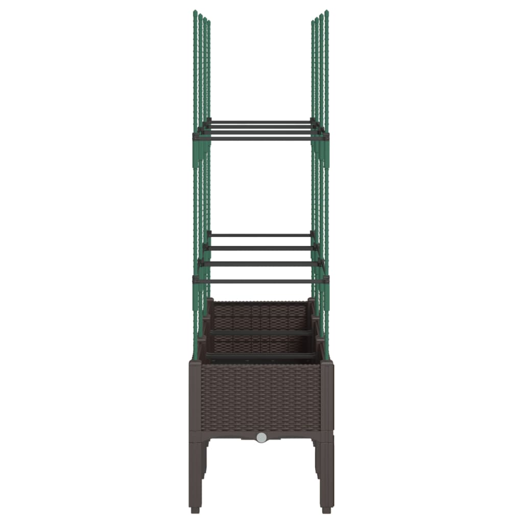 vidaXL Jardinieră de grădină cu spalier, maro, 120x40x142,5 cm, PP
