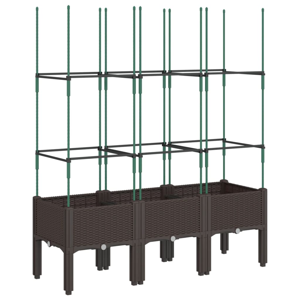 vidaXL Jardinieră de grădină cu spalier, maro, 120x40x142,5 cm, PP