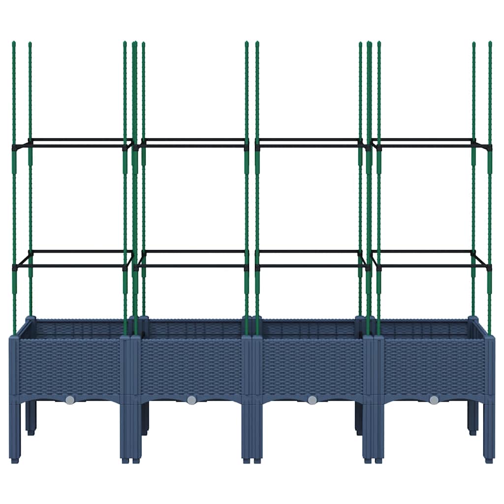 vidaXL Jardinieră de grădină cu spalier, albastru gri, 160x40x142,5 cm, PP