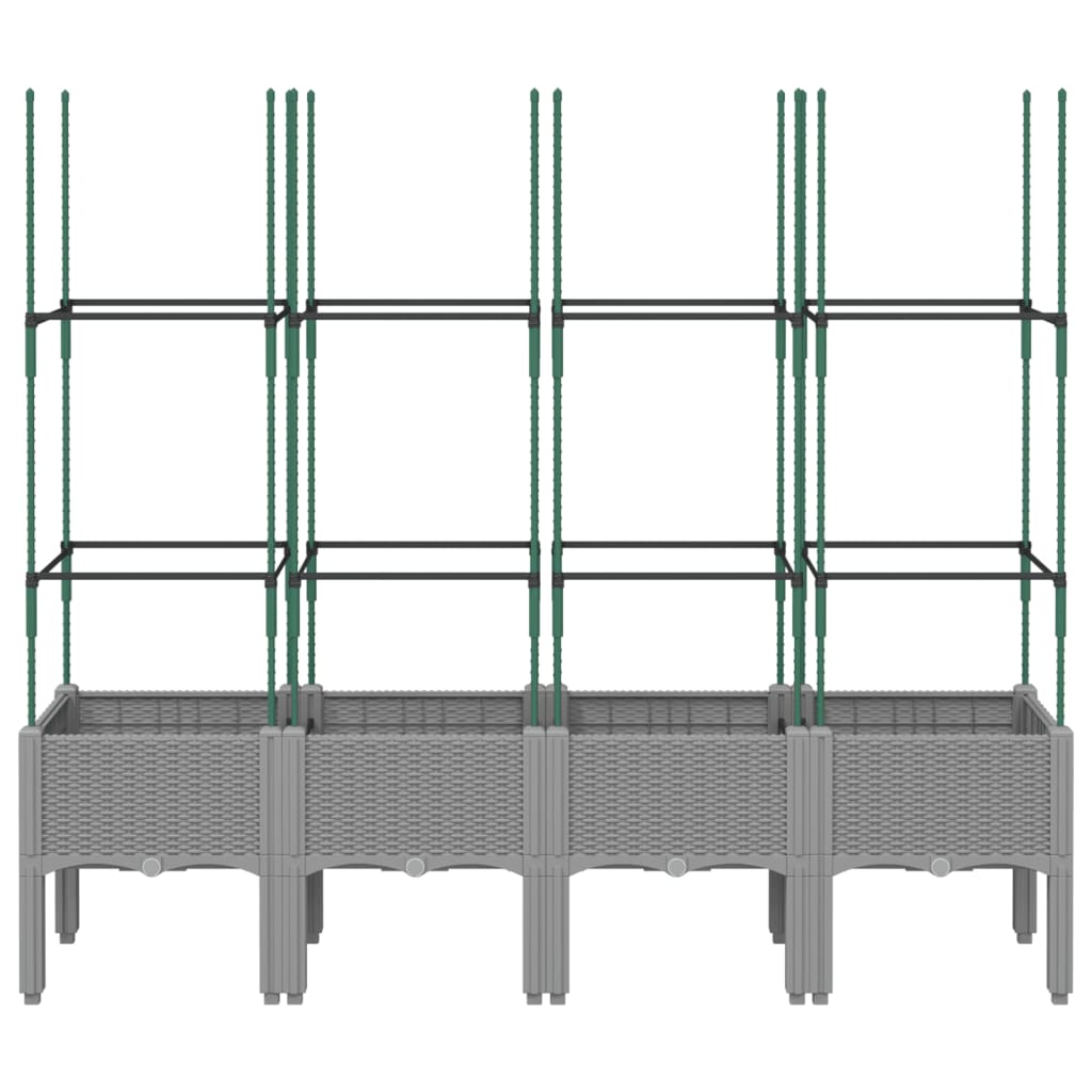 vidaXL Jardinieră de grădină cu spalier gri deschis 160x40x142,5 cm PP vidaXL Jardinieră de grădină cu spalier gri deschis 160x40x142,5 cm PP