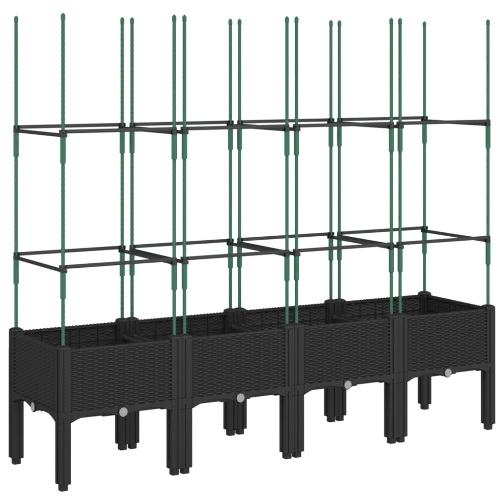 vidaXL Jardinieră de grădină cu spalier, negru, 160x40x142,5 cm, PP