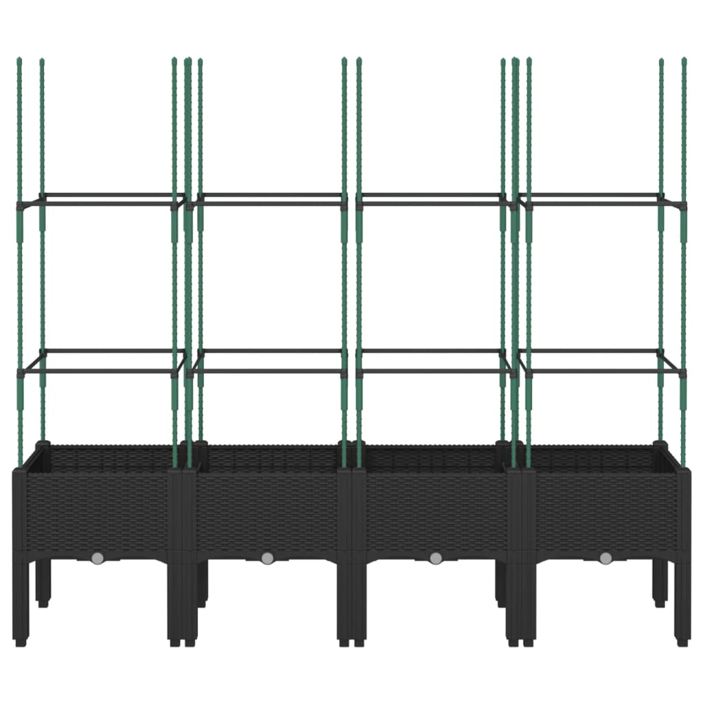 vidaXL Jardinieră de grădină cu spalier, negru, 160x40x142,5 cm, PP
