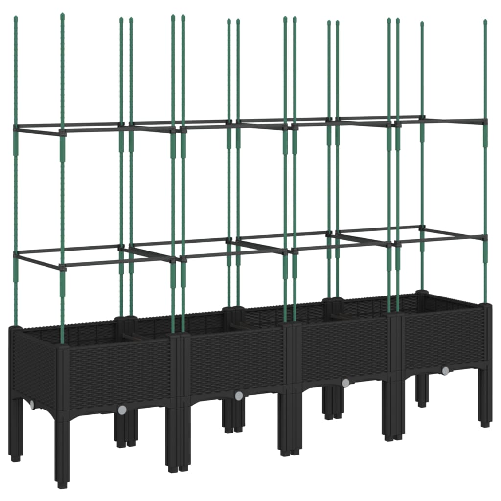 vidaXL Jardinieră de grădină cu spalier, negru, 160x40x142,5 cm, PP