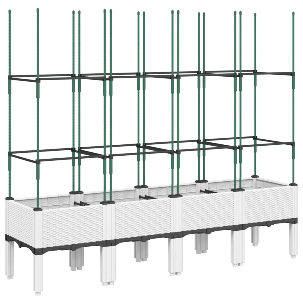 vidaXL Jardinieră de grădină cu spalier, alb, 160x40x142,5 cm PP vidaXL Jardinieră de grădină cu spalier, alb, 160x40x142,5 cm PP