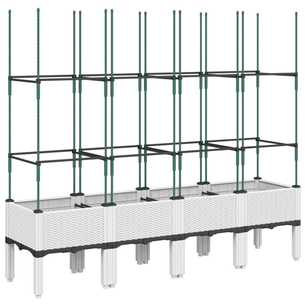 vidaXL Jardinieră de grădină cu spalier, alb, 160x40x142,5 cm PP vidaXL Jardinieră de grădină cu spalier, alb, 160x40x142,5 cm PP