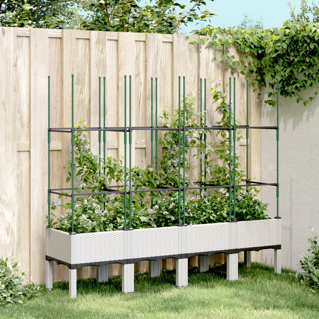 vidaXL Jardinieră de grădină cu spalier, alb, 160x40x142,5 cm PP vidaXL Jardinieră de grădină cu spalier, alb, 160x40x142,5 cm PP