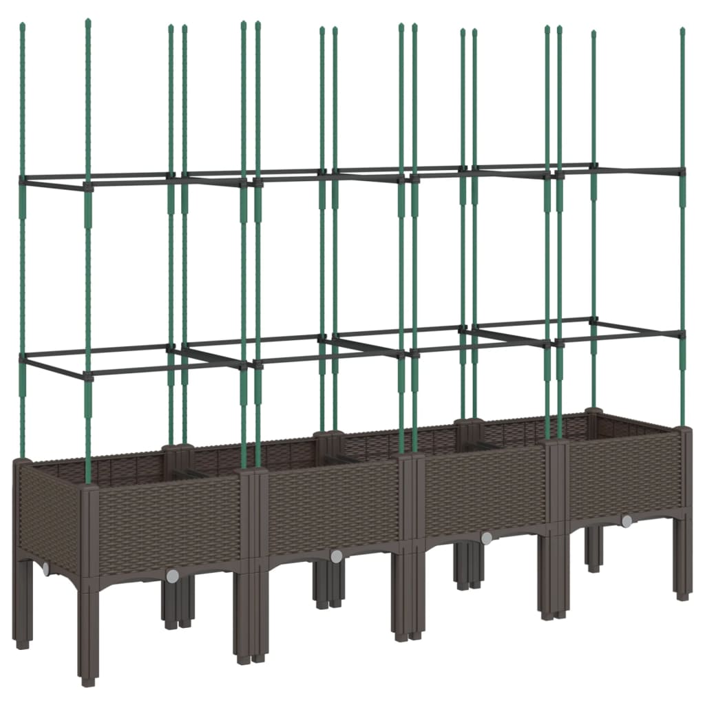 vidaXL Jardinieră de grădină cu spalier, maro, 160x40x142,5 cm, PP