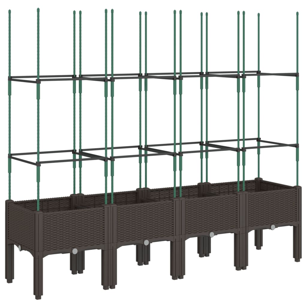 vidaXL Jardinieră de grădină cu spalier, maro, 160x40x142,5 cm, PP