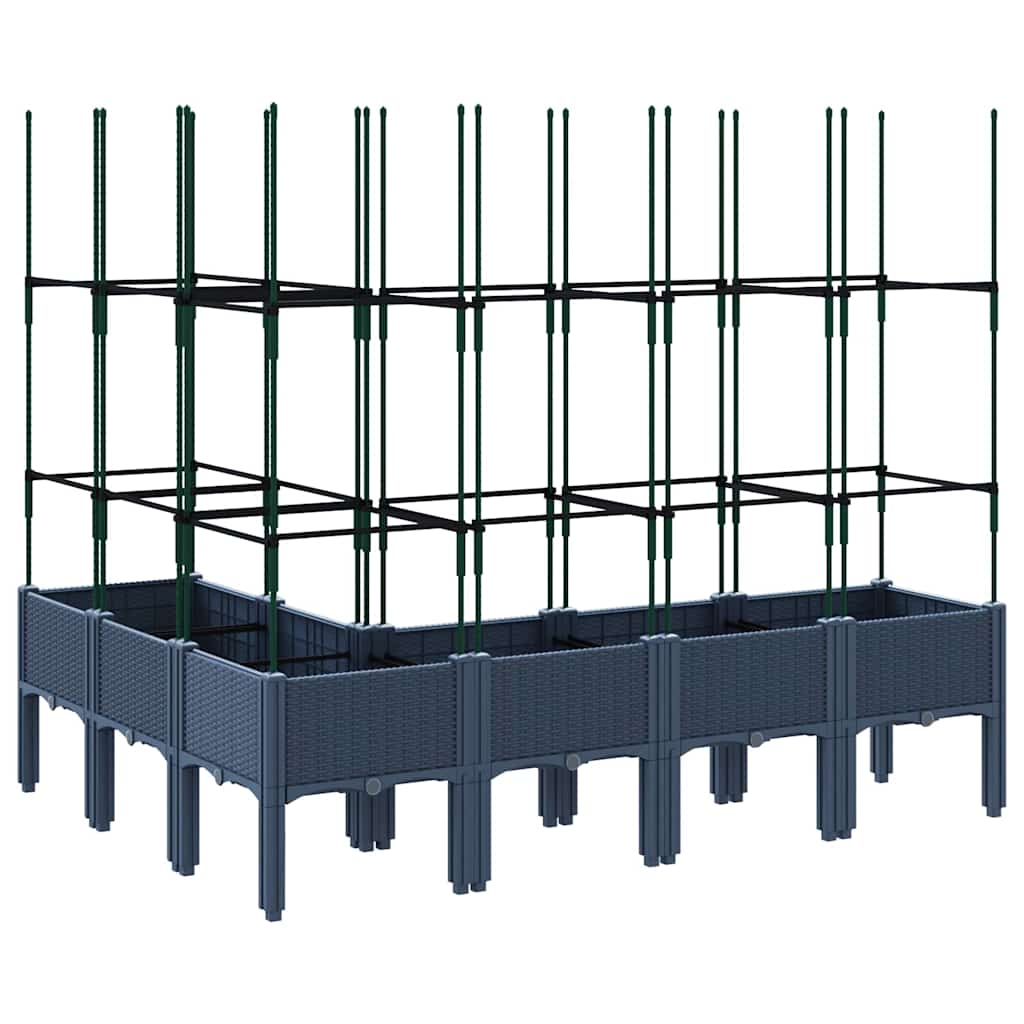 vidaXL Jardinieră de grădină cu spalier, albastru gri, 160x120x142,5 cm, PP