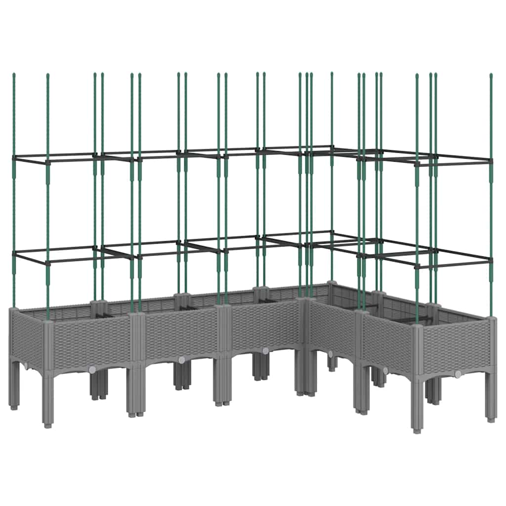 vidaXL Jardinieră de grădină cu spalier gri deschis 160x120x142,5cm PP vidaXL Jardinieră de grădină cu spalier gri deschis 160x120x142,5cm PP