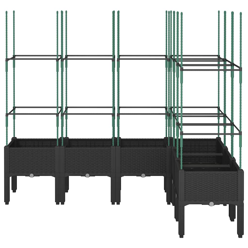 vidaXL Jardinieră de grădină cu spalier, negru, 160x120x142,5 cm, PP