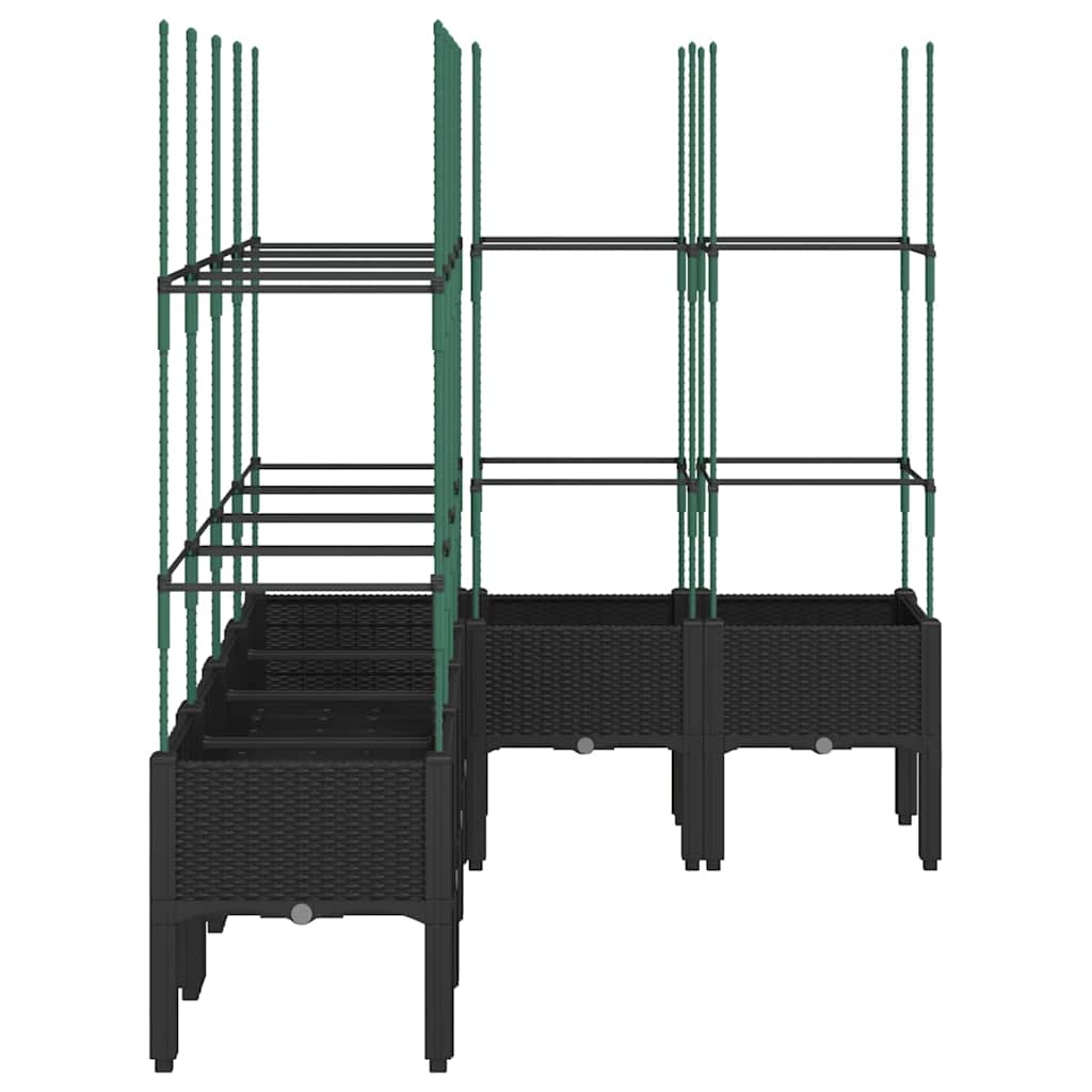 vidaXL Jardinieră de grădină cu spalier, negru, 160x120x142,5 cm, PP