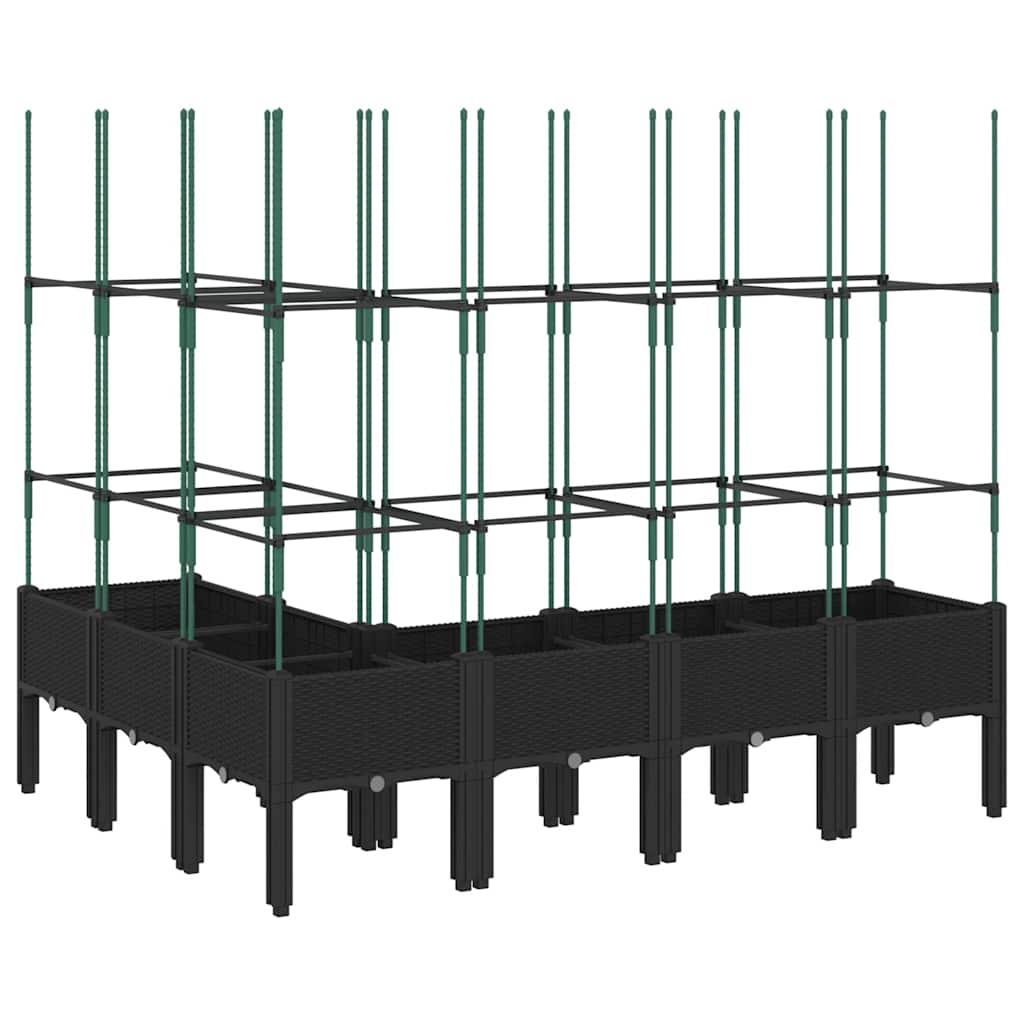 vidaXL Jardinieră de grădină cu spalier, negru, 160x120x142,5 cm, PP
