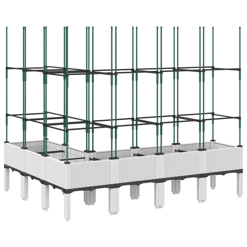 vidaXL Jardinieră de grădină cu spalier, alb, 160x120x142,5 cm PP vidaXL Jardinieră de grădină cu spalier, alb, 160x120x142,5 cm PP