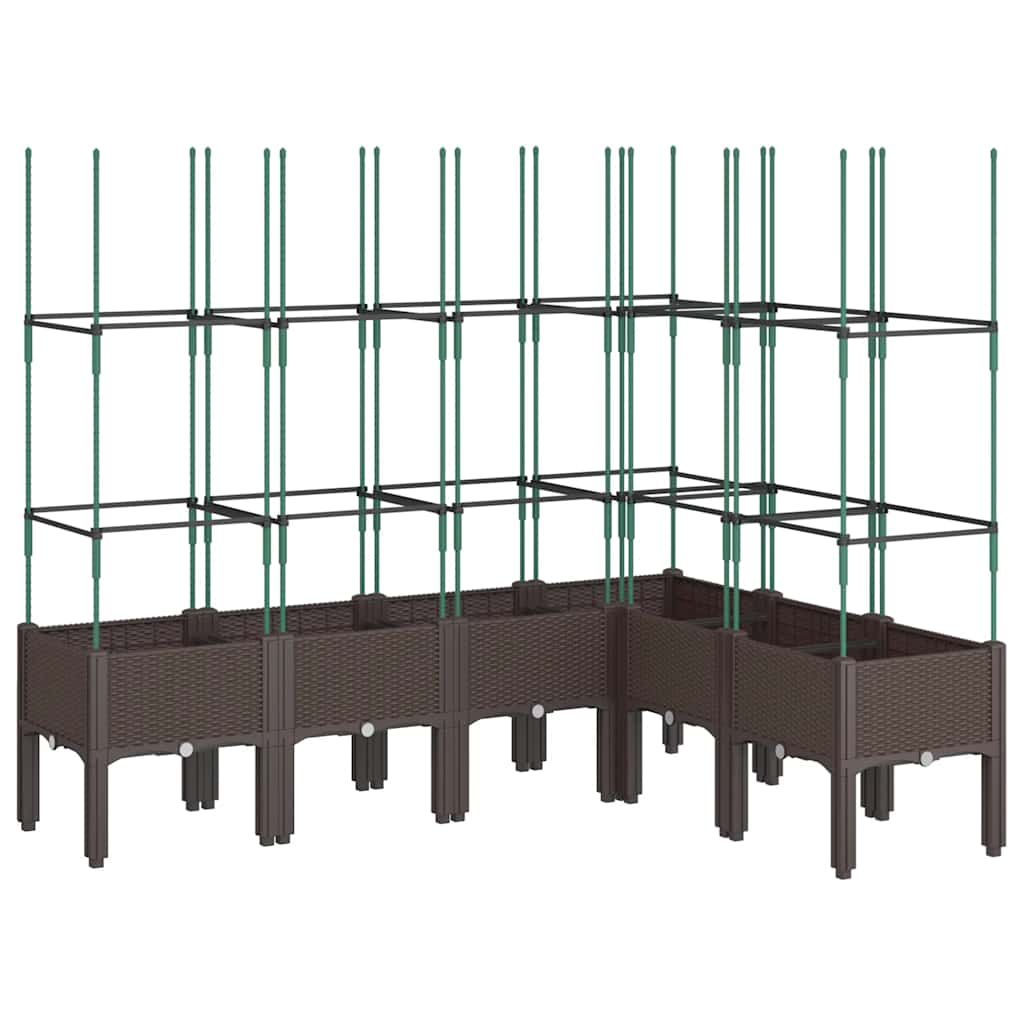 vidaXL Jardinieră de grădină cu spalier, maro, 160x120x142,5 cm, PP