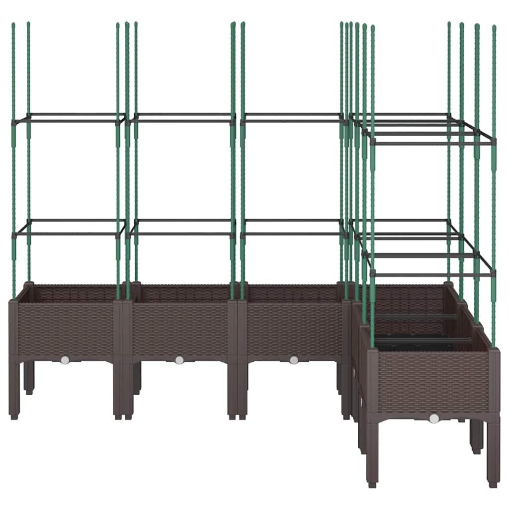 vidaXL Jardinieră de grădină cu spalier, maro, 160x120x142,5 cm, PP