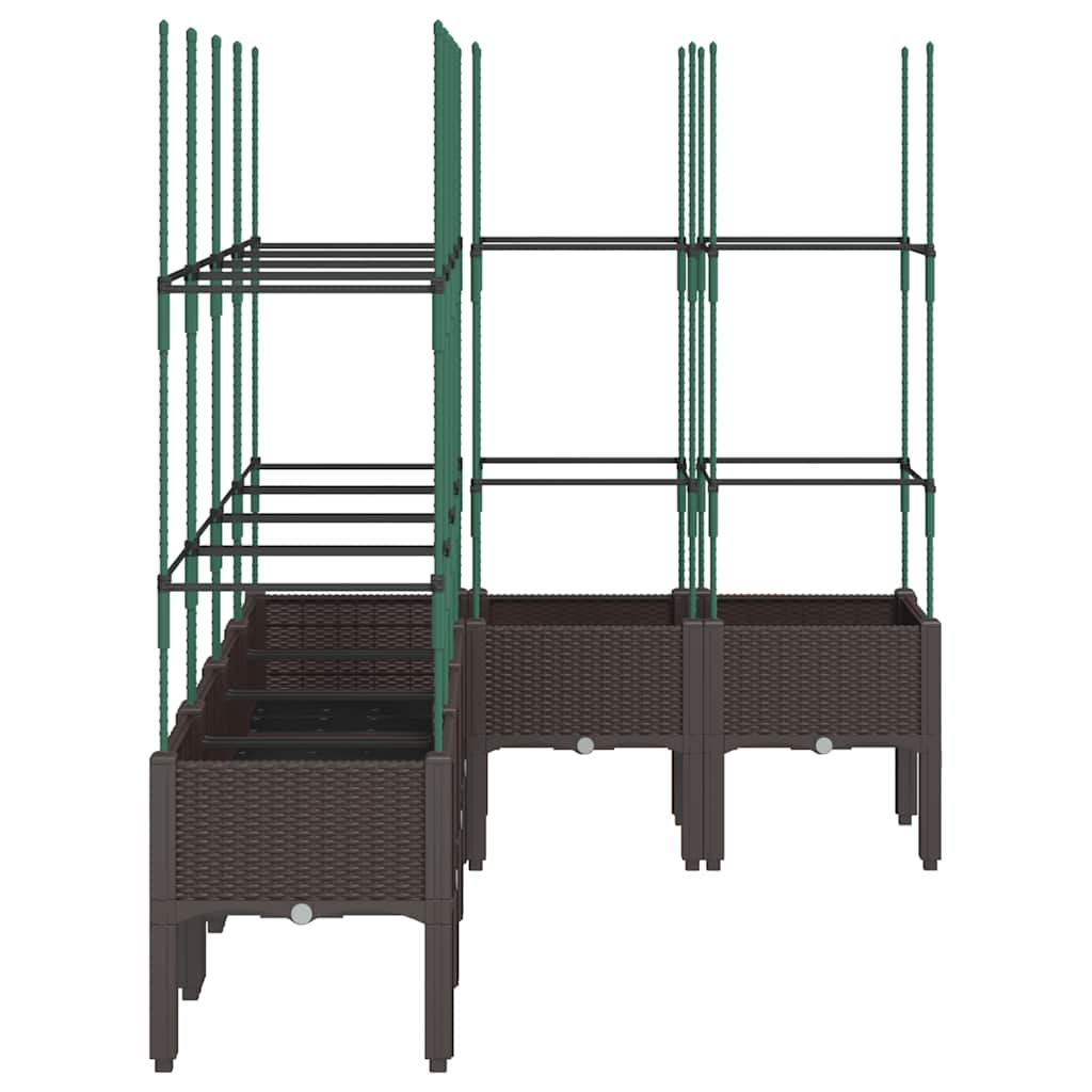 vidaXL Jardinieră de grădină cu spalier, maro, 160x120x142,5 cm, PP