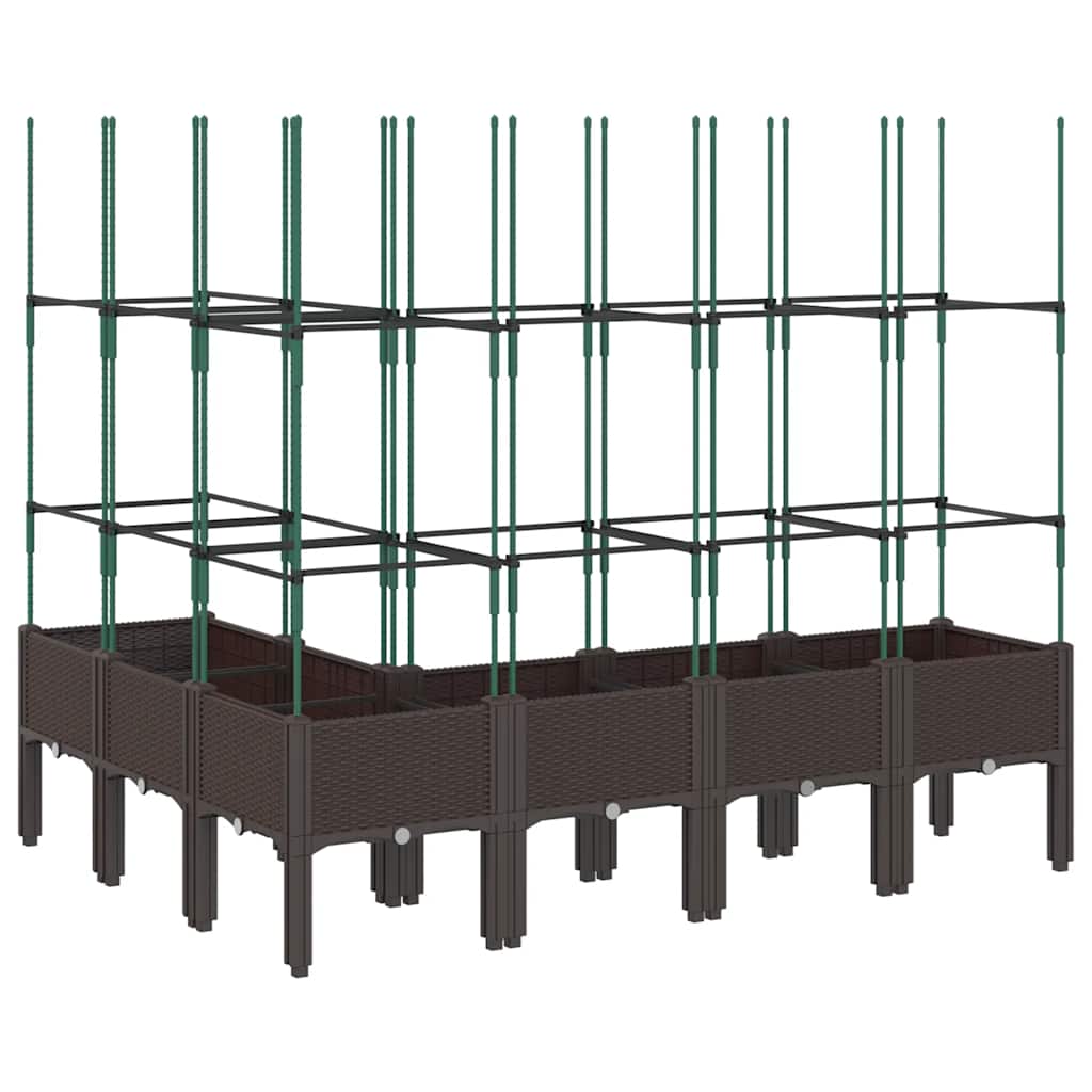 vidaXL Jardinieră de grădină cu spalier, maro, 160x120x142,5 cm, PP