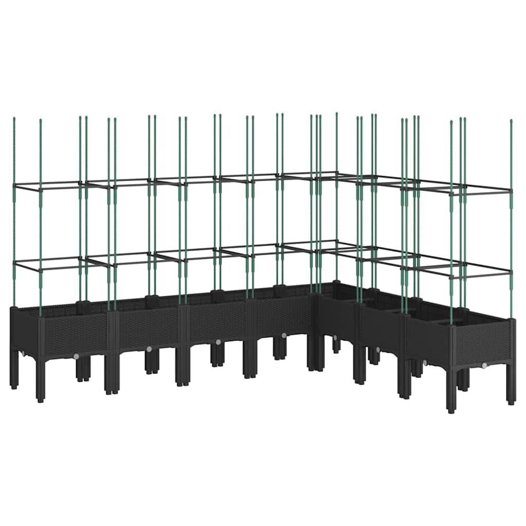 vidaXL Jardinieră de grădină cu spalier, negru, 200x160x142,5 cm, PP
