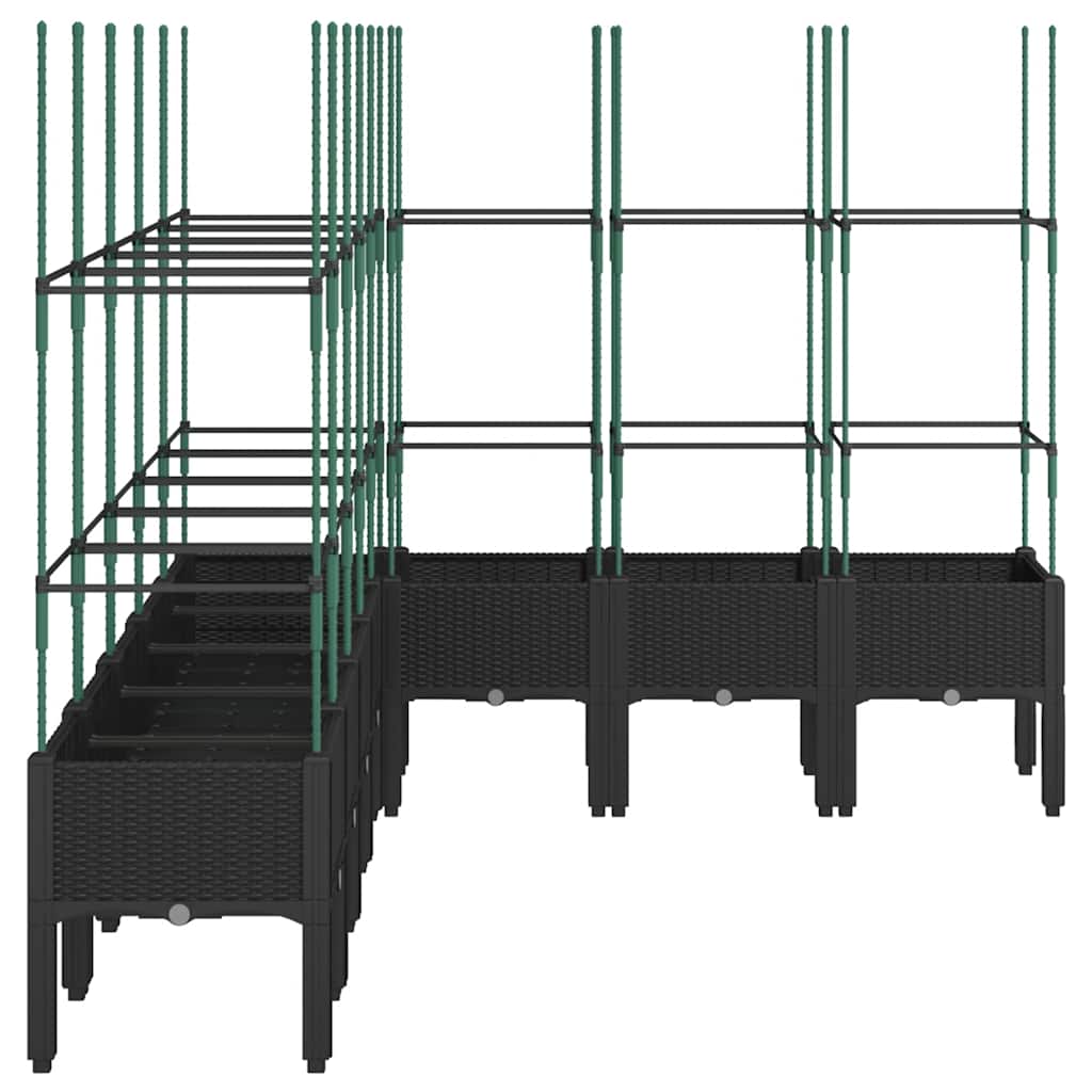 vidaXL Jardinieră de grădină cu spalier, negru, 200x160x142,5 cm, PP