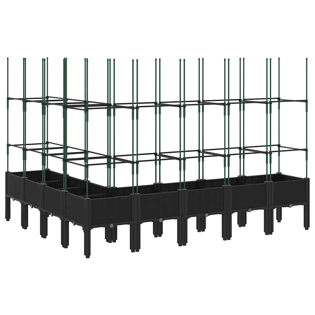 vidaXL Jardinieră de grădină cu spalier, negru, 200x160x142,5 cm, PP