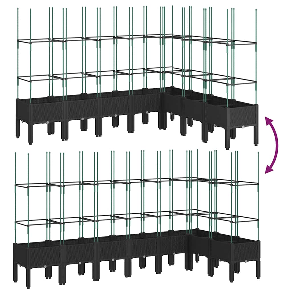 vidaXL Jardinieră de grădină cu spalier, negru, 200x160x142,5 cm, PP