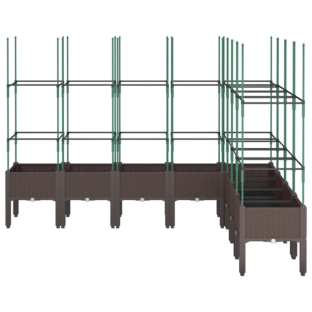 vidaXL Jardinieră de grădină cu spalier, maro, 200x160x142,5 cm, PP