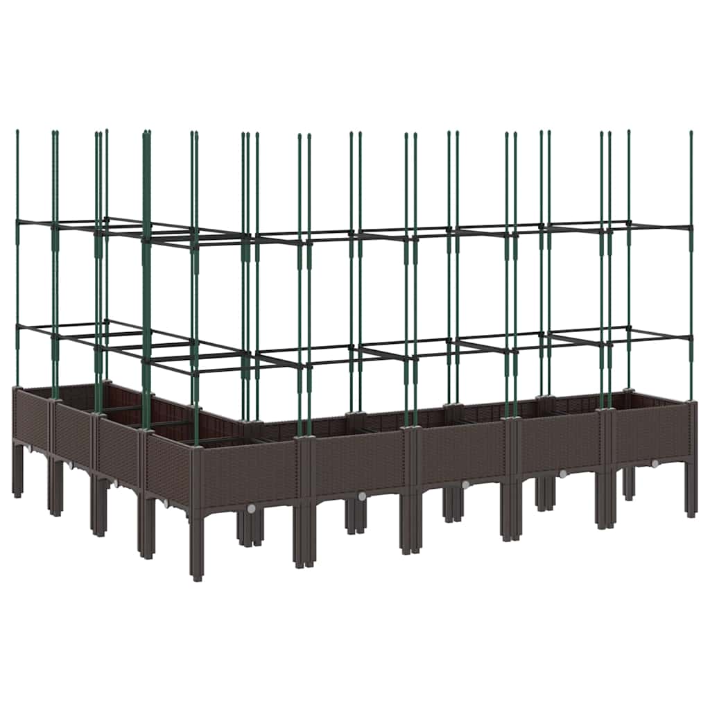 vidaXL Jardinieră de grădină cu spalier, maro, 200x160x142,5 cm, PP