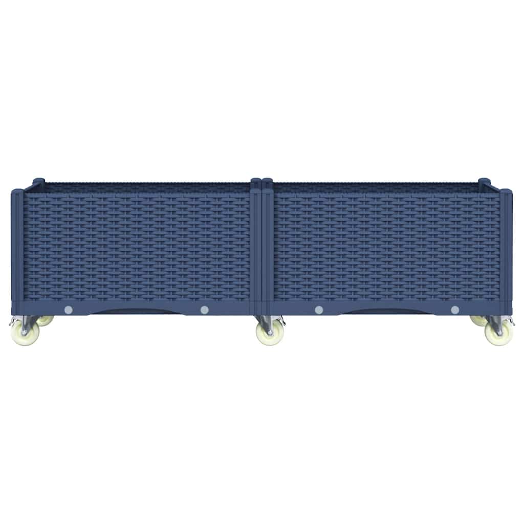 vidaXL Jardinieră de grădină cu picioare, albastru gri, 160x50x54 cm, PP