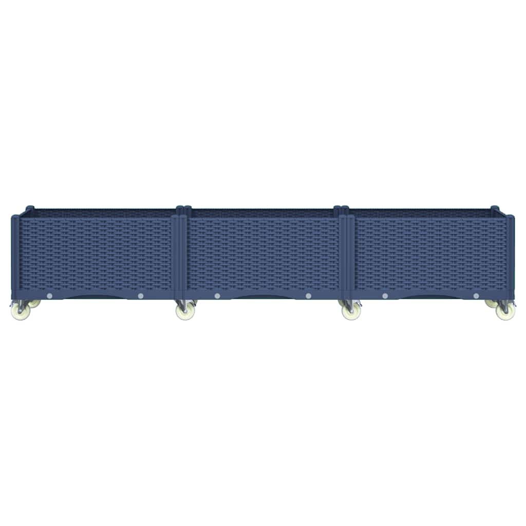 vidaXL Jardinieră de grădină cu picioare, albastru gri, 240x50x54 cm, PP