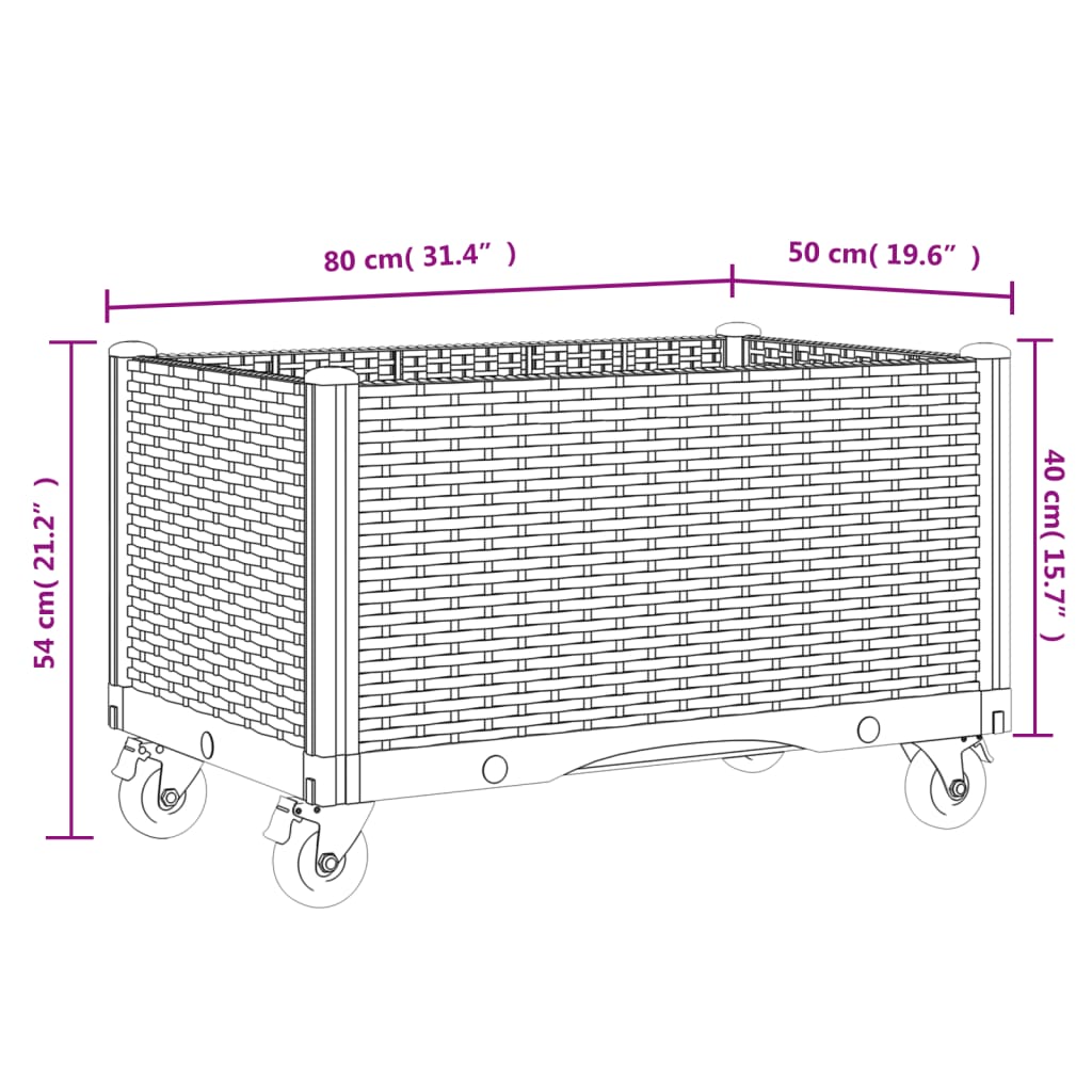 vidaXL Jardinieră de grădină cu picioare, gri deschis, 80x50x54 cm, PP