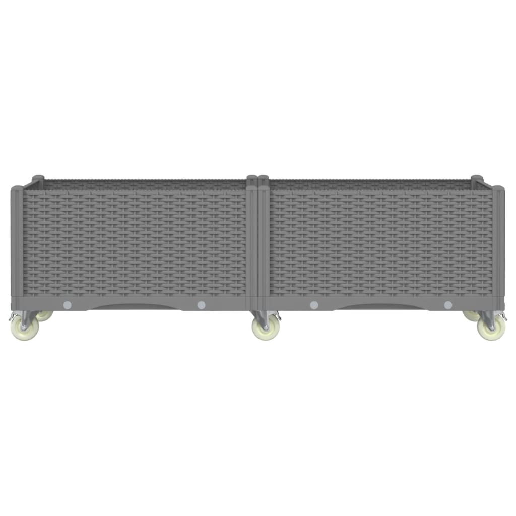 vidaXL Jardinieră de grădină cu picioare, gri deschis, 160x50x54cm, PP
