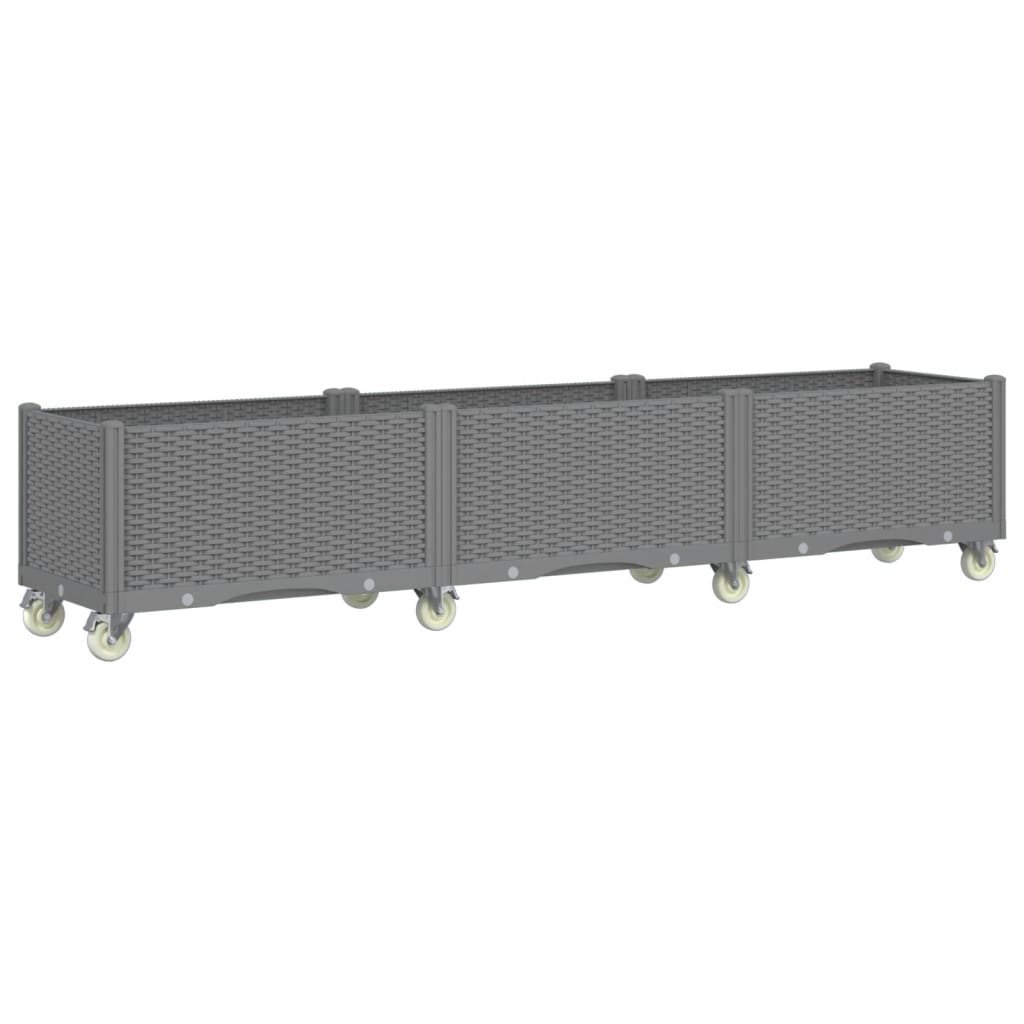 vidaXL Jardinieră de grădină cu picioare, gri deschis, 240x50x54cm, PP