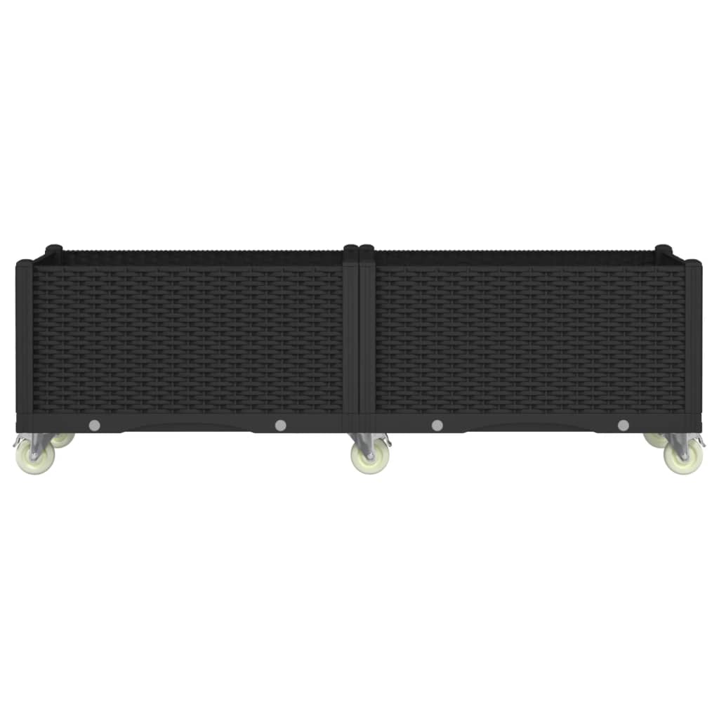 vidaXL Jardinieră de grădină cu picioare, negru, 160x50x54 cm, PP