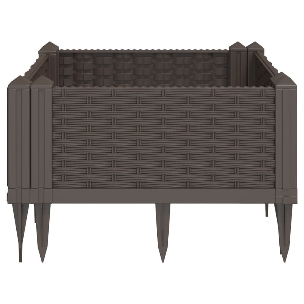 vidaXL Jardinieră de grădină cu țăruși, maro, 42,5x42,5x28,5 cm, PP vidaXL Jardinieră de grădină cu țăruși, maro, 42,5x42,5x28,5 cm, PP