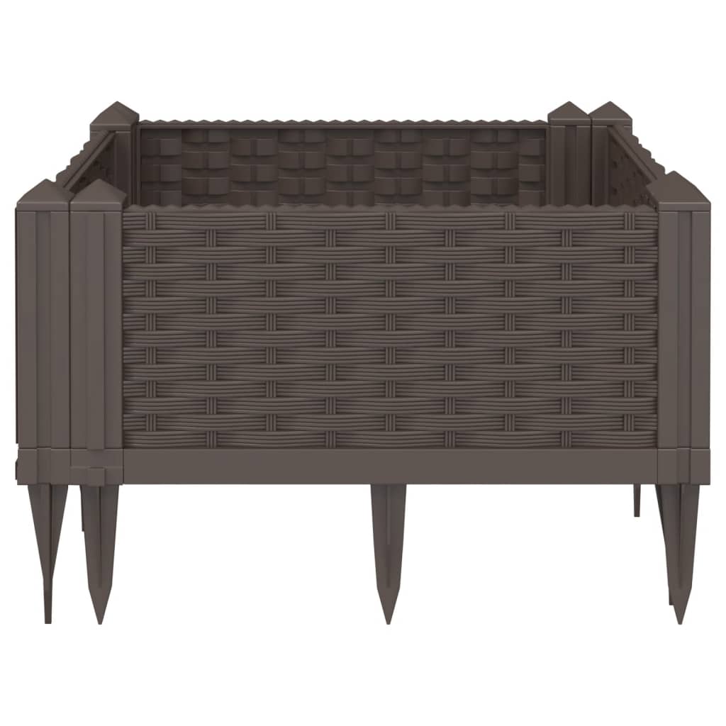 vidaXL Jardinieră de grădină cu țăruși, maro, 42,5x42,5x28,5 cm, PP vidaXL Jardinieră de grădină cu țăruși, maro, 42,5x42,5x28,5 cm, PP
