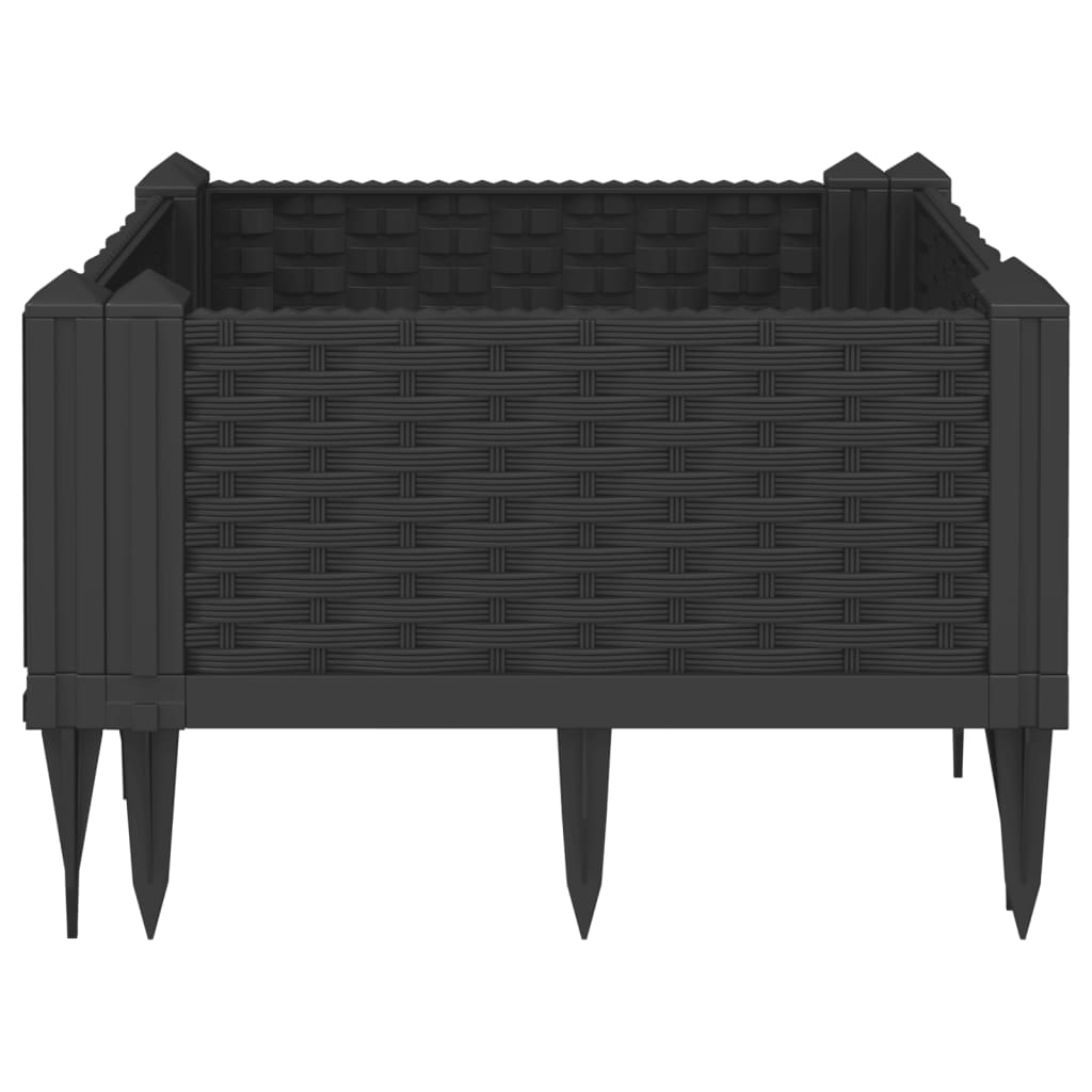 vidaXL Jardinieră de grădină cu țăruși, negru, 42,5x42,5x28,5 cm, PP vidaXL Jardinieră de grădină cu țăruși, negru, 42,5x42,5x28,5 cm, PP