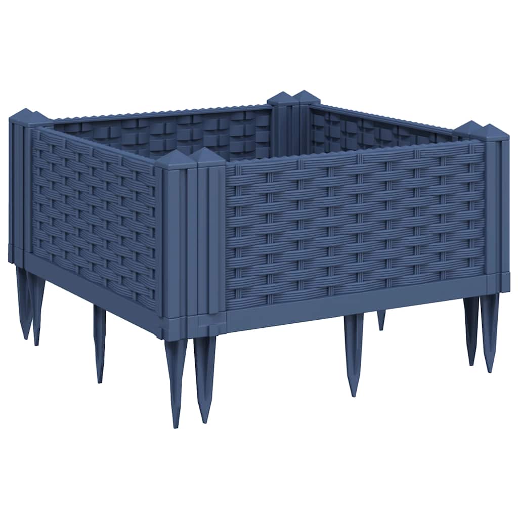 vidaXL Jardinieră de grădină cu țăruși, albastru gri, 42,5x42,5x28,5 cm, PP