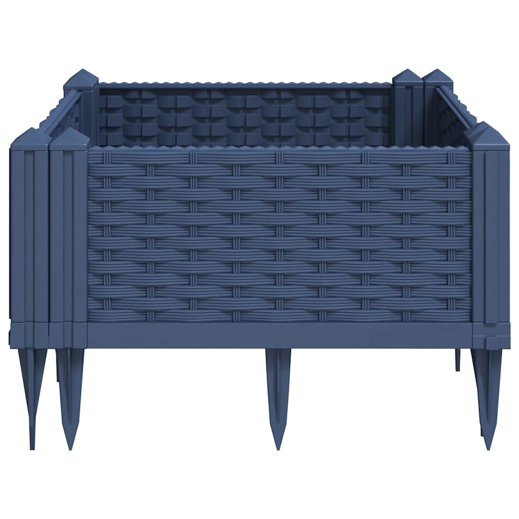 vidaXL Jardinieră de grădină cu țăruși, albastru gri, 42,5x42,5x28,5 cm, PP