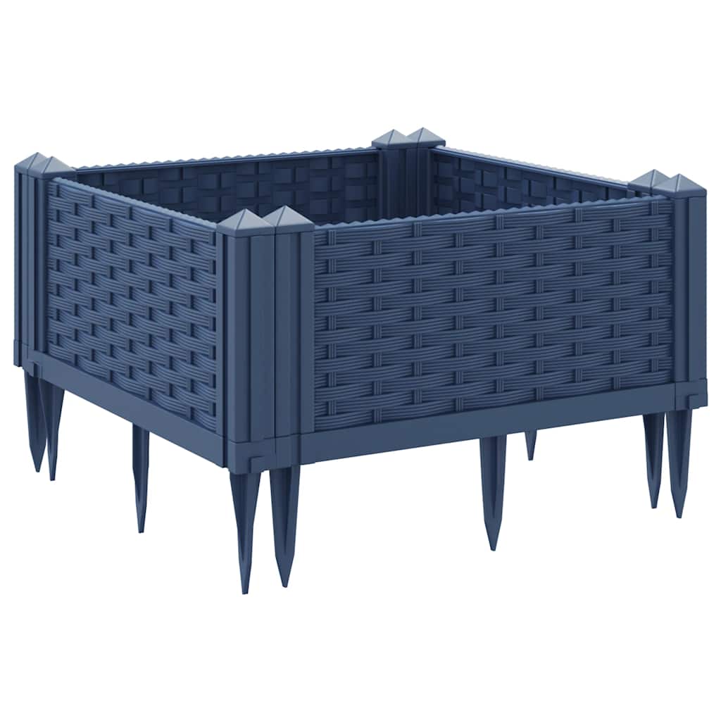 vidaXL Jardinieră de grădină cu țăruși, albastru gri, 42,5x42,5x28,5 cm, PP