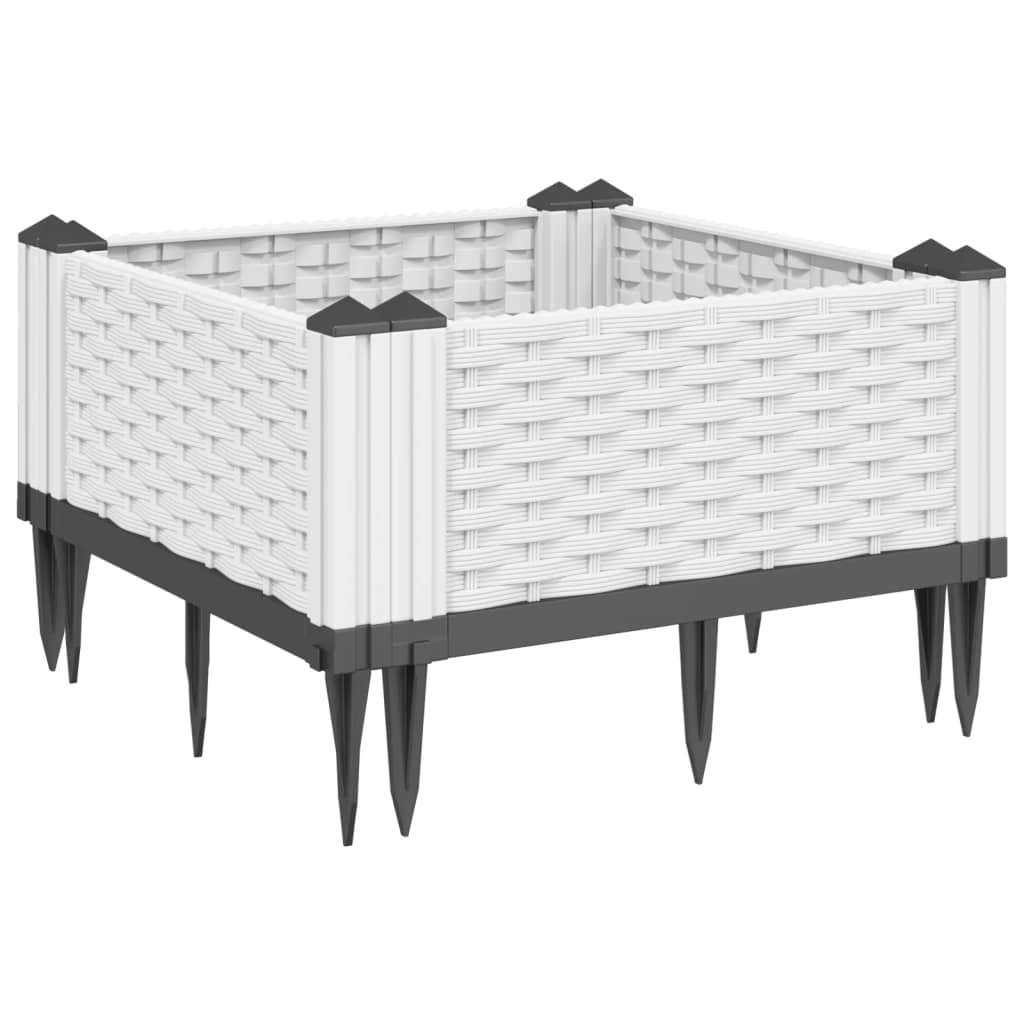 vidaXL Jardinieră de grădină cu țăruși, alb, 42,5x42,5x28,5 cm, PP vidaXL Jardinieră de grădină cu țăruși, alb, 42,5x42,5x28,5 cm, PP