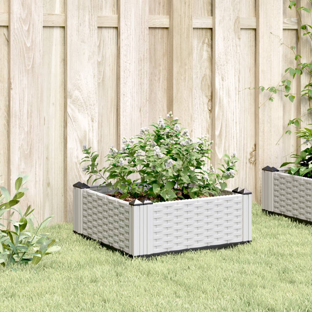 vidaXL Jardinieră de grădină cu țăruși, alb, 42,5x42,5x28,5 cm, PP vidaXL Jardinieră de grădină cu țăruși, alb, 42,5x42,5x28,5 cm, PP