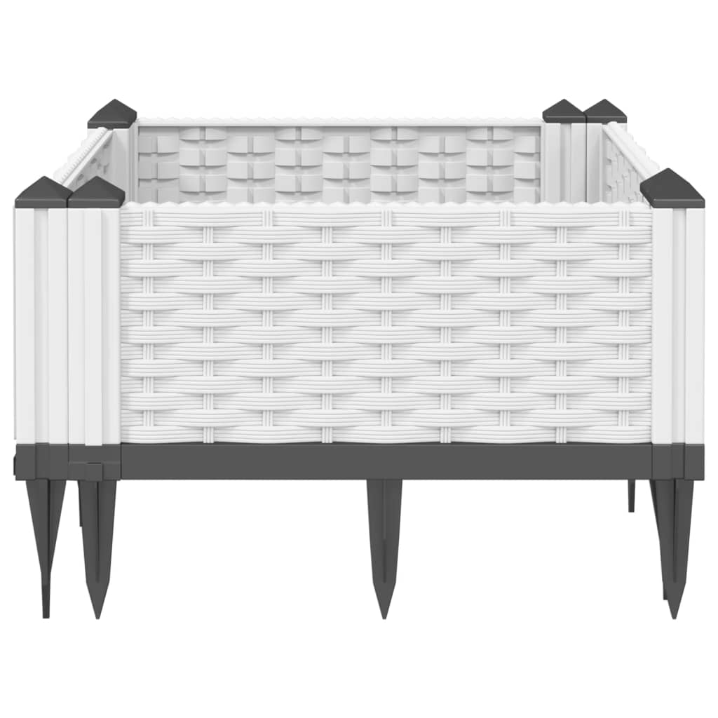 vidaXL Jardinieră de grădină cu țăruși, alb, 42,5x42,5x28,5 cm, PP vidaXL Jardinieră de grădină cu țăruși, alb, 42,5x42,5x28,5 cm, PP