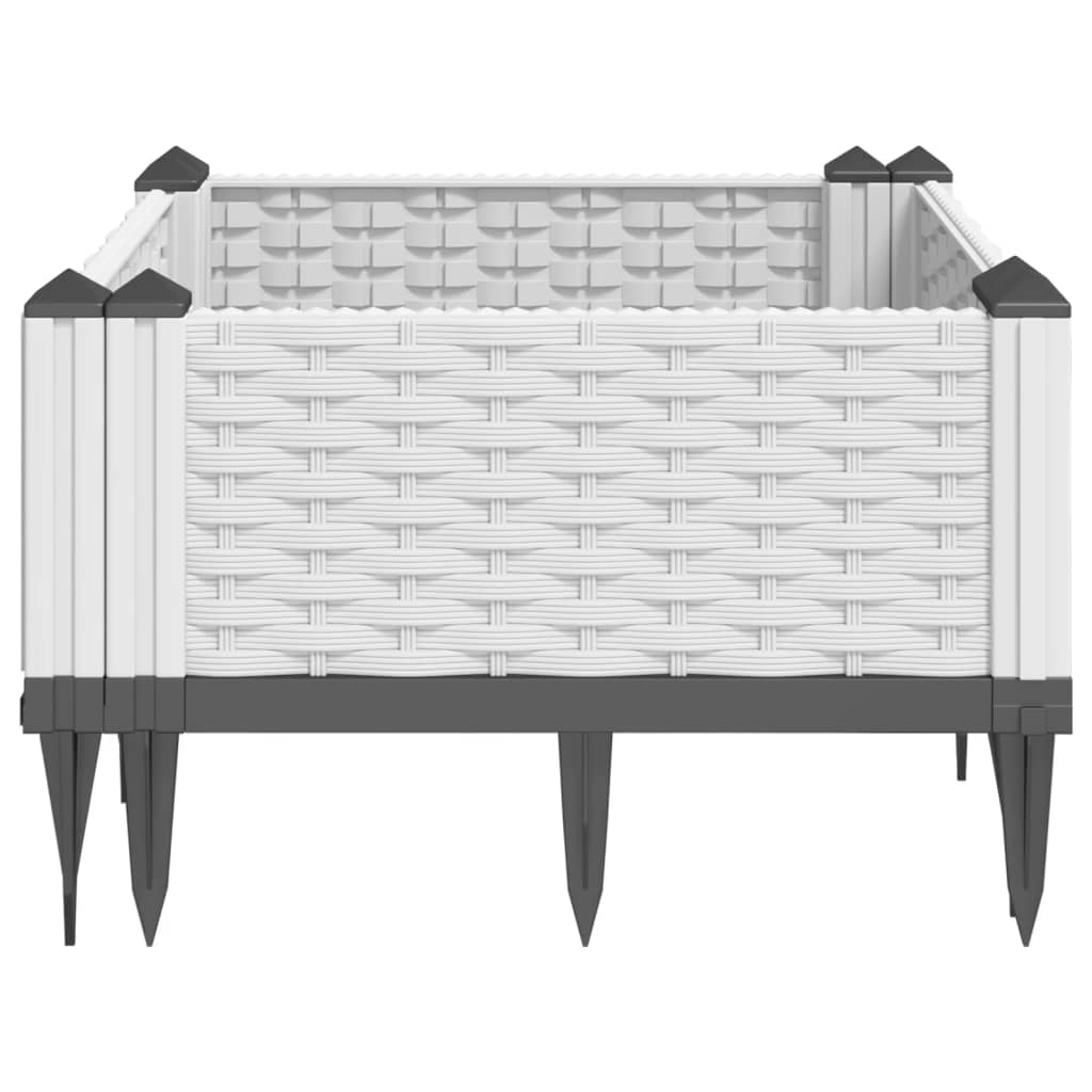 vidaXL Jardinieră de grădină cu țăruși, alb, 42,5x42,5x28,5 cm, PP vidaXL Jardinieră de grădină cu țăruși, alb, 42,5x42,5x28,5 cm, PP
